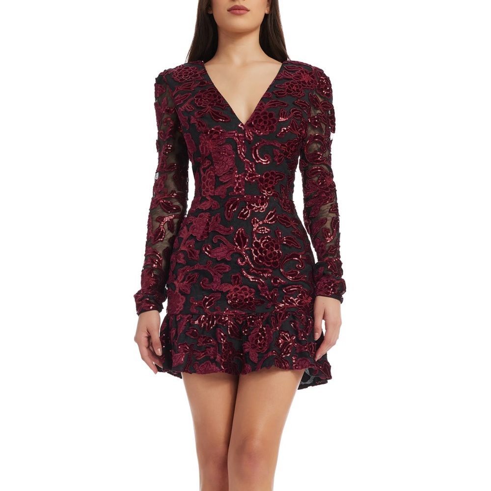 Black/Red/Gold Floral Lace Long Sleeve Romper - BRAND NEW!